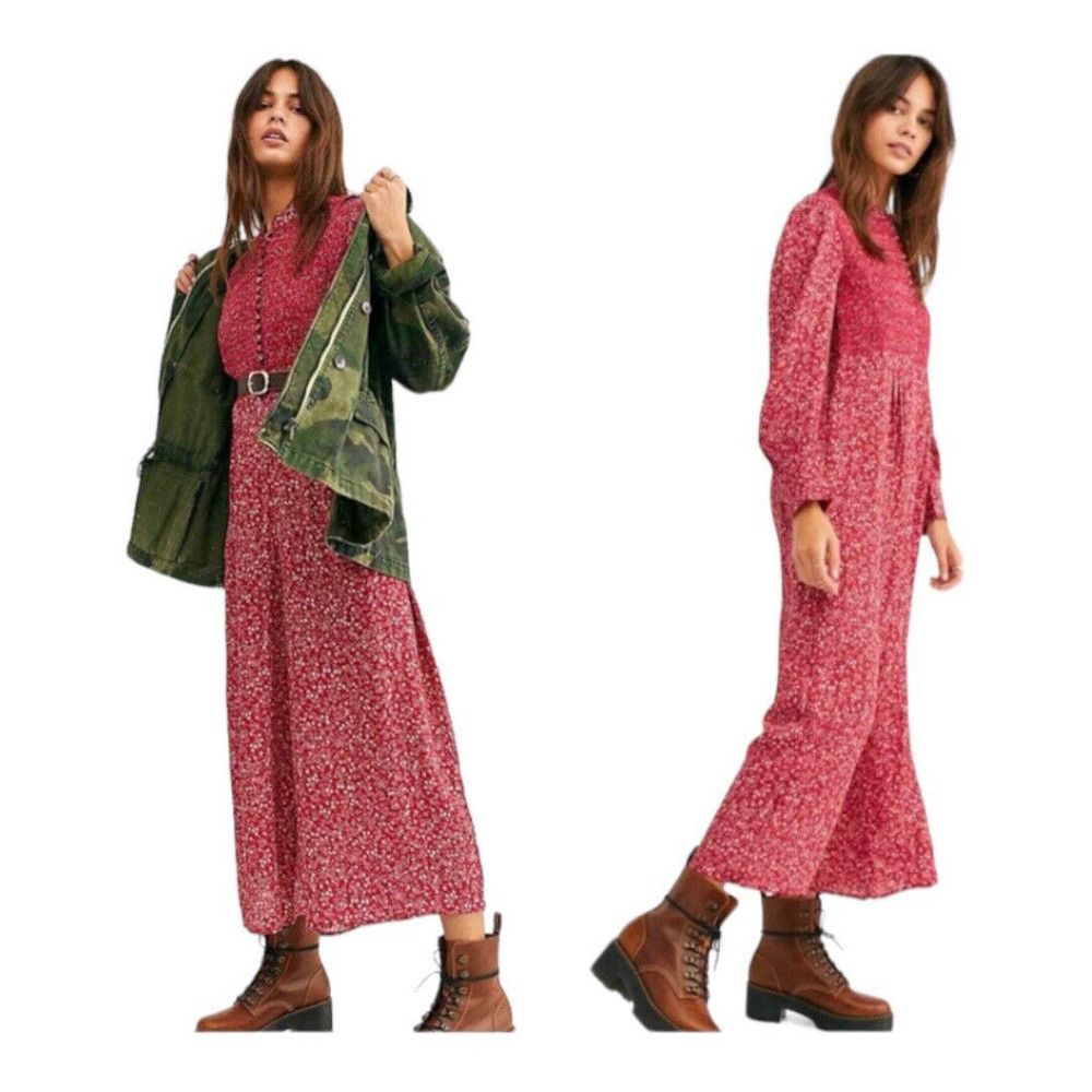 Free People Saint Helena Shangri-La Floral Smocked Jumpsuit Small